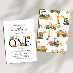 Construction Dump Truck Party Boy first Birthday  Invitation