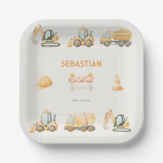 Construction Dump Truck Party Boy First Birthday Paper Plates