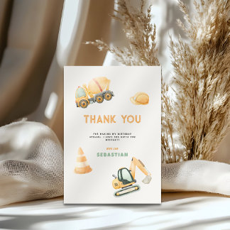 Construction Dump Truck Party Boy First Birthday Thank You Card