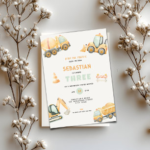 Construction Dump Truck Party Boys Birthday Invitation
