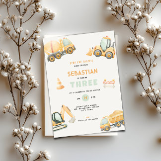 Construction Dump Truck Party Boys Birthday Invitation