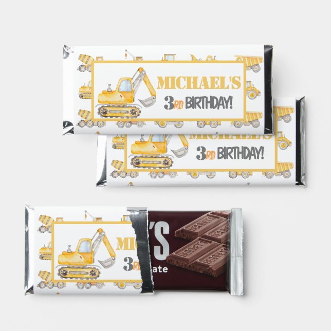 Construction Dump Truck Party Favor Candy Bar (Front)