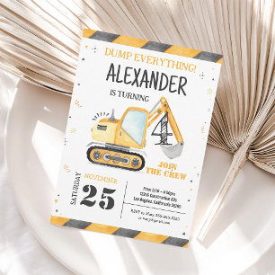 Construction Dump Truck Party Invitation