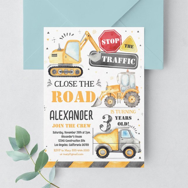 Construction Dump Truck Party Invitation (Creator Uploaded)