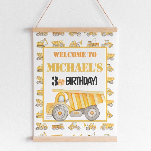 Construction Dump Truck Party Welcome Sign