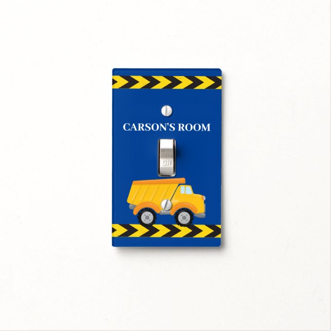 Construction Dump Truck Personalized Boys Bedroom Light Switch Cover (In Situ)