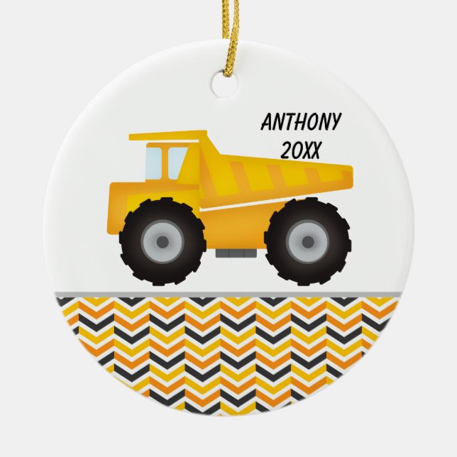 Construction Dump Truck Personalized  Ornament (Front)