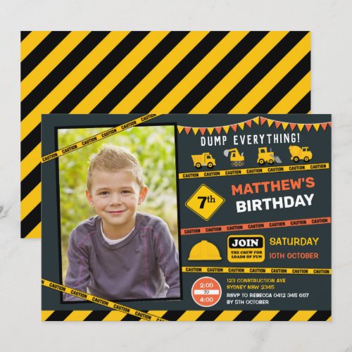 Construction Dump Truck Photo Boy Birthday Party