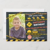 Construction Dump Truck Photo Boy Birthday Party Invitation (Front)
