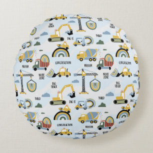 Construction Dump Truck Round Pillow