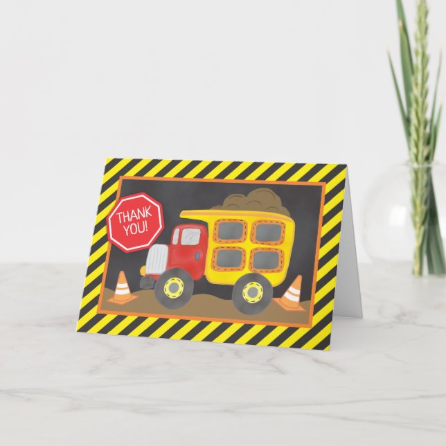 Construction Dump Truck Thank You Card (Front)