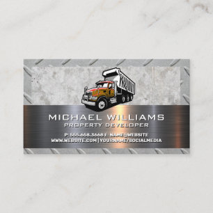 Construction Dump Truck Vehicle   Metal Concrete Business Card