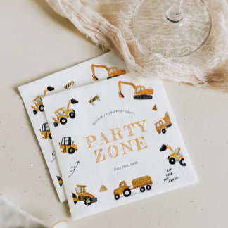 Construction Dump Trucks Birthday Invitation Napkins