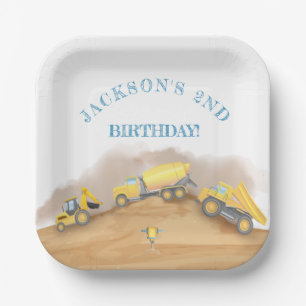 Construction Dump Trucks Birthday Party Paper Plates
