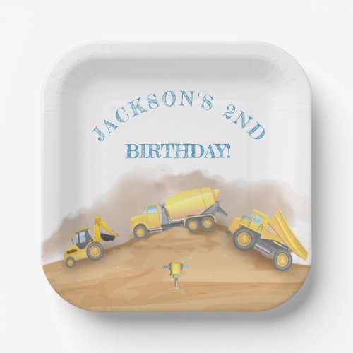 Construction Dump Trucks Birthday Party Paper Plates