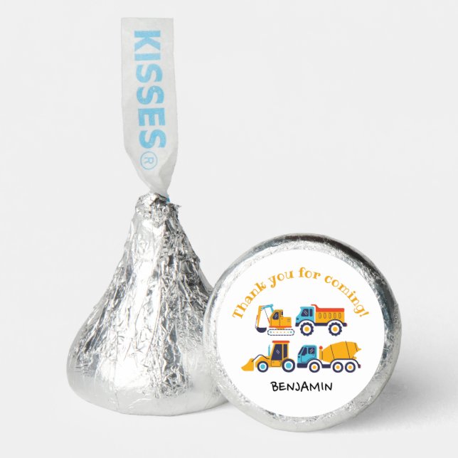 Construction Dump Trucks Birthday Party Thank You Hershey®'s Kisses® (Front)