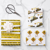 Construction Trucks and Signs Pattern Gray Wrapping Paper, Zazzle in 2023