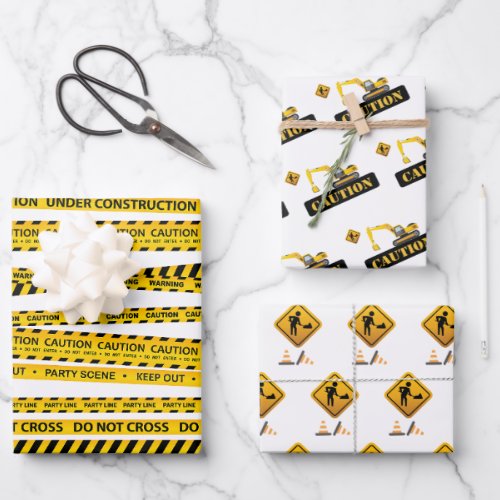 Construction Dump Trucks Boy Baby Shower Birthday Wrapping Paper Sheets