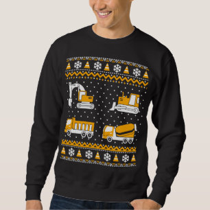 Construction Dump Trucks Bulldozer Ugly Christmas Sweatshirt