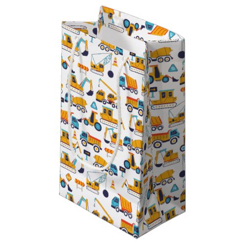 Construction Dump Trucks Pattern Party Small Gift Bag