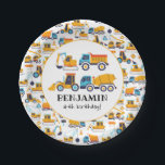 Construction Dump Trucks Vehicles Birthday Party Paper Plates<br><div class="desc">Construction Dump Trucks Vehicles Birthday Party Paper Plates. Featuring hand-drawn construction trucks. (Trucks designed by syarifahbrit)</div>