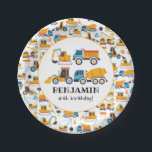 Construction Dump Trucks Vehicles Birthday Party Paper Plates<br><div class="desc">Construction Dump Trucks Vehicles Birthday Party Paper Plates. Featuring hand-drawn construction trucks. (Trucks designed by syarifahbrit)</div>