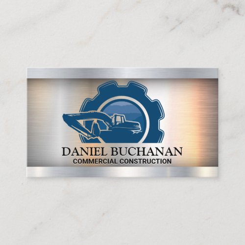 Construction Earth Mover Logo  Metal Business Card