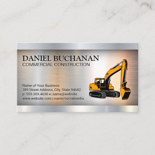 Construction Earth Mover Vehicle  Metallic Business Card