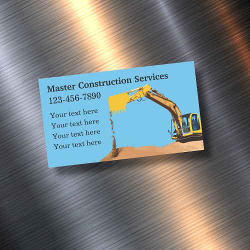 Construction Earth Moving Services Business Card Magnet