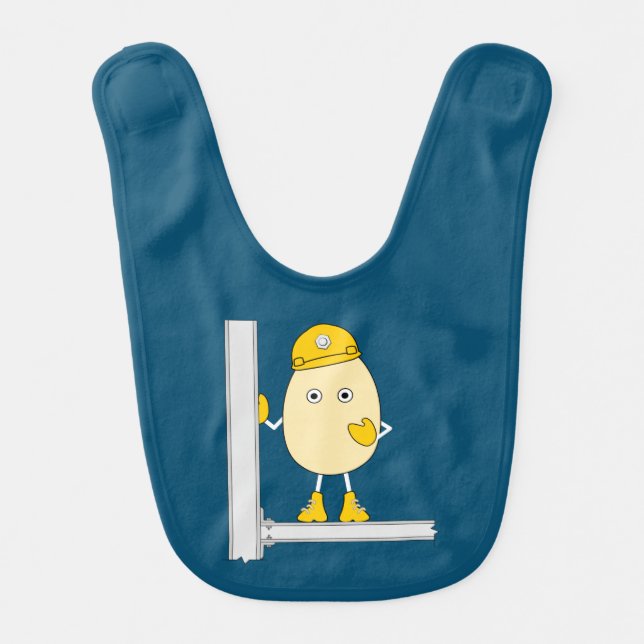 Construction egghead baby bib (Front)