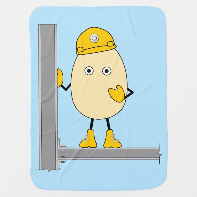 Construction Egghead Baby Blanket (Front)