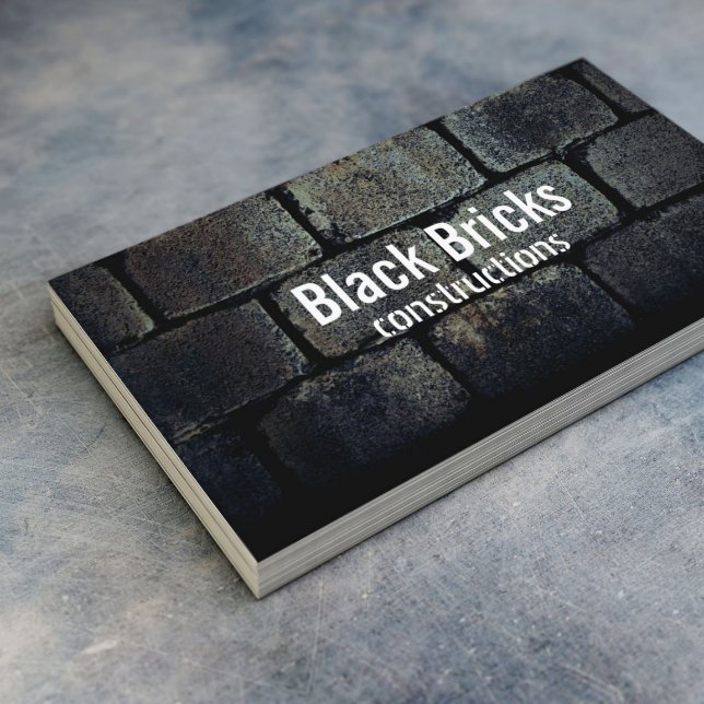 Construction Elegant Dark Bricks Professional Business Card