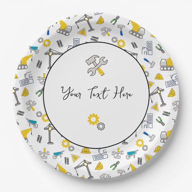 Construction Elements Paper Plates (Front)