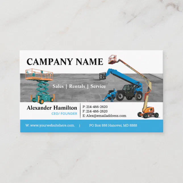 Construction Equipment Business Card | Zazzle