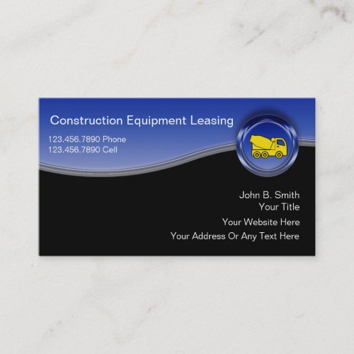 Construction Equipment Leasing Business Cards