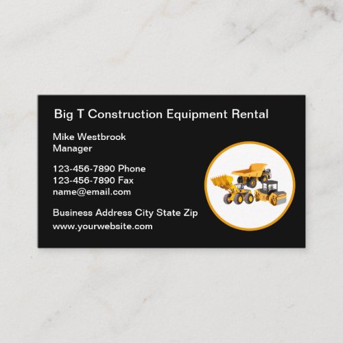 Construction Equipment Rental Business Card
