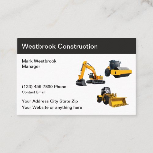 Construction Equipment Rental New  Business Card