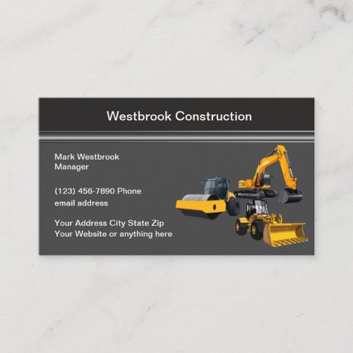 Construction Equipment Rental Services Business Card