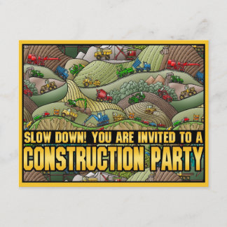 Construction Equipment Theme Kids Party Invitation