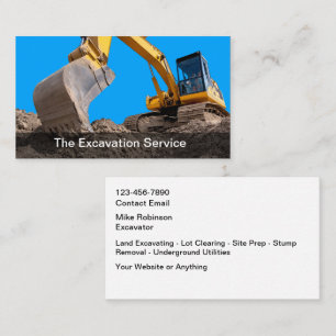 Construction Excavating Services Business Card