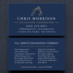 Construction Excavation Operator Contractor  Business Card