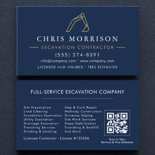 Construction Excavation Operator QR Code Business Card