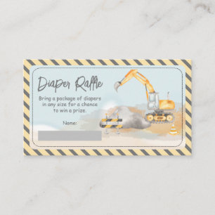 Construction Excavator Baby Shower Diaper Raffle Enclosure Card