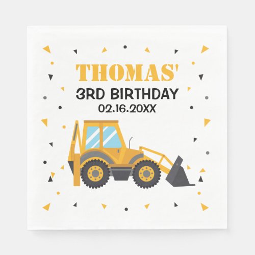  Construction excavator birthday Napkins