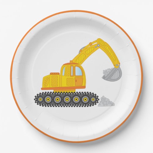 Construction Excavator Birthday Party Paper Plate