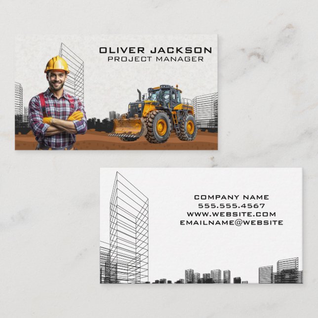 Construction Excavator | Blue Collar Worker Business Card (Front/Back)