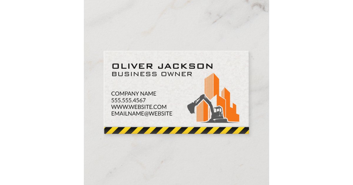 Construction | Excavator | Building Site Business Card | Zazzle