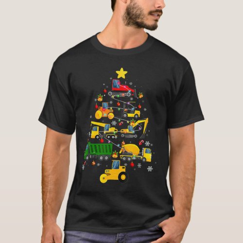 Construction Excavator Christmas Tree Boys Girls P T_Shirt