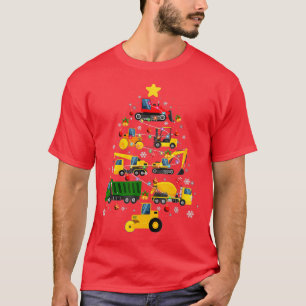 Construction Excavator Christmas Tree for Boys Gir T-Shirt