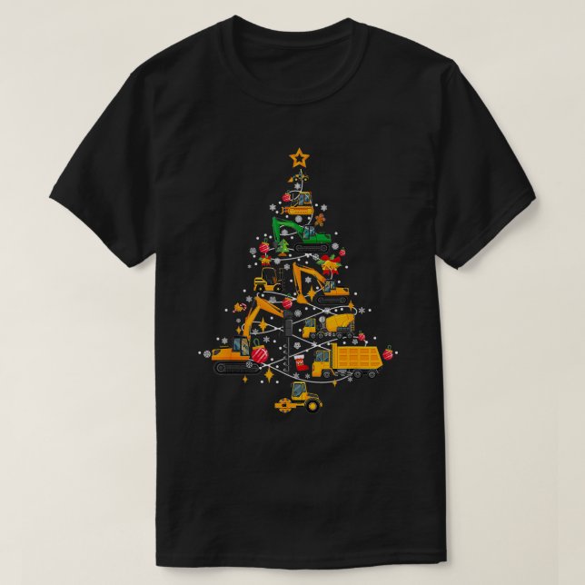 Construction Excavator Christmas Tree Toddlers Nov T-Shirt (Design Front)